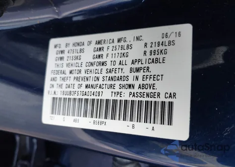 2016 Acura Tlx V6 Tech z USA, uszkodzony, nr VIN 19UUB3F57GA004097